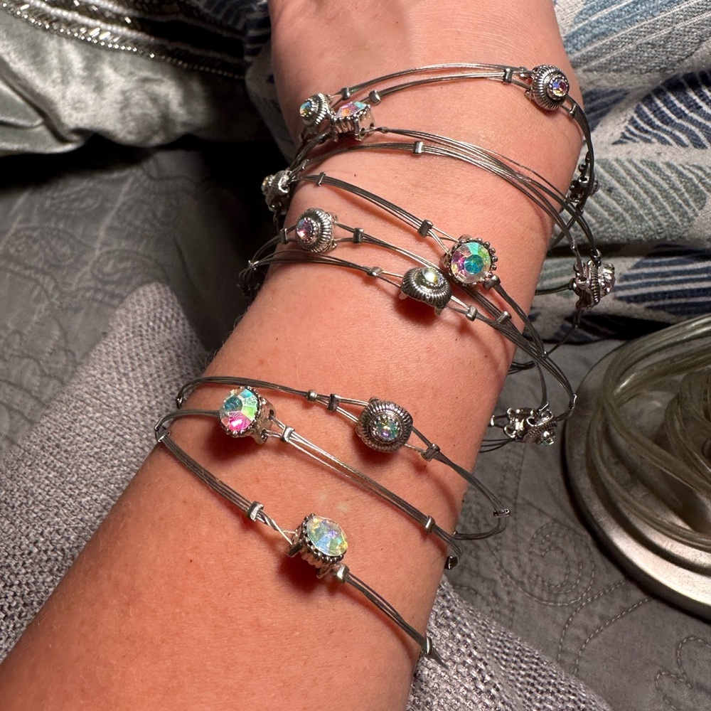 Iridescent Silver Bangles - Picture 2 of 6